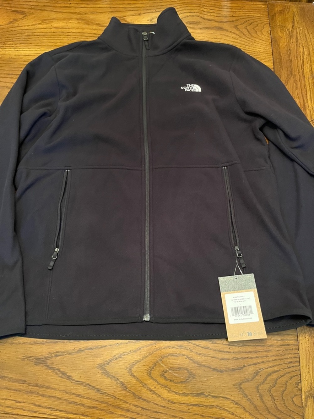 The North Face TKA Glacier Full-Zip Fleece Jacket in TNF Black, size large, NWT